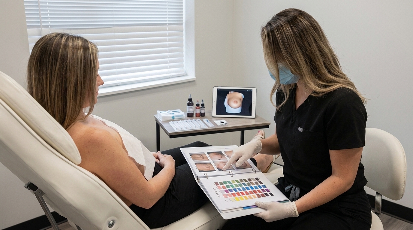 Areola tattooing in Wentzville helps complete breast reconstruction by restoring a natural, realistic appearance and emotional closure.