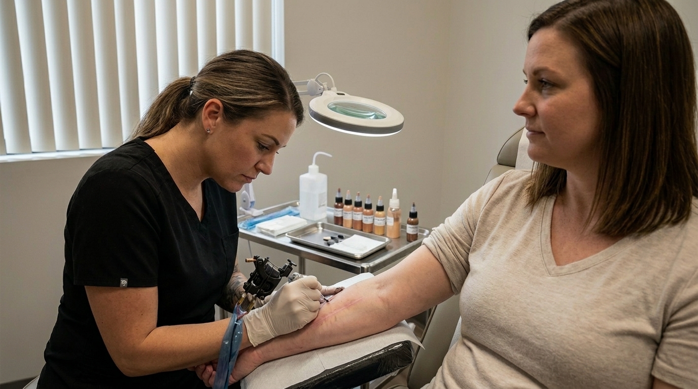 Scar Camouflage Tattooing in Wentzville for Surgical Scars