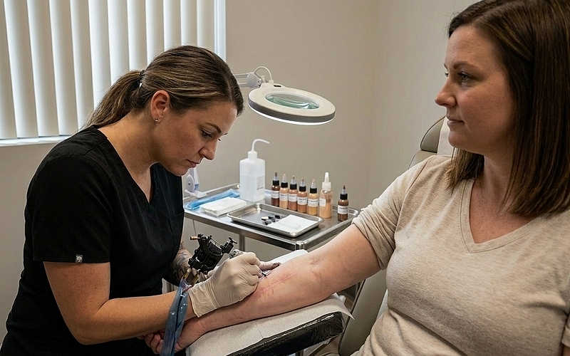 Scar Camouflage Tattooing in Wentzville for Surgical Scars