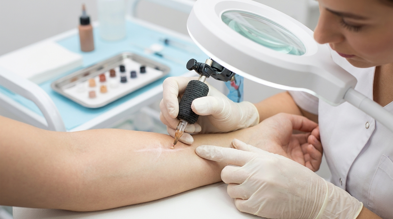 Scar camouflage procedure making scars less noticeable in Wentzville